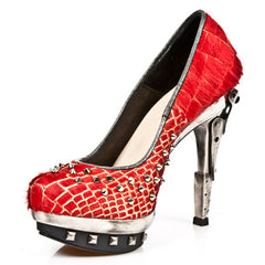 New Rock - Punk Platform Boot M-PUNK034-C4 Red With Studded Detail