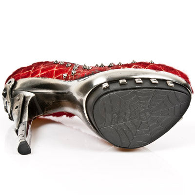 New Rock - Punk Platform Boot M-PUNK034-C4 Red With Studded Detail