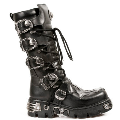 New Rock - Embroidered Flame Skull Buckle Boot M-403-S1 | New Rock ...
