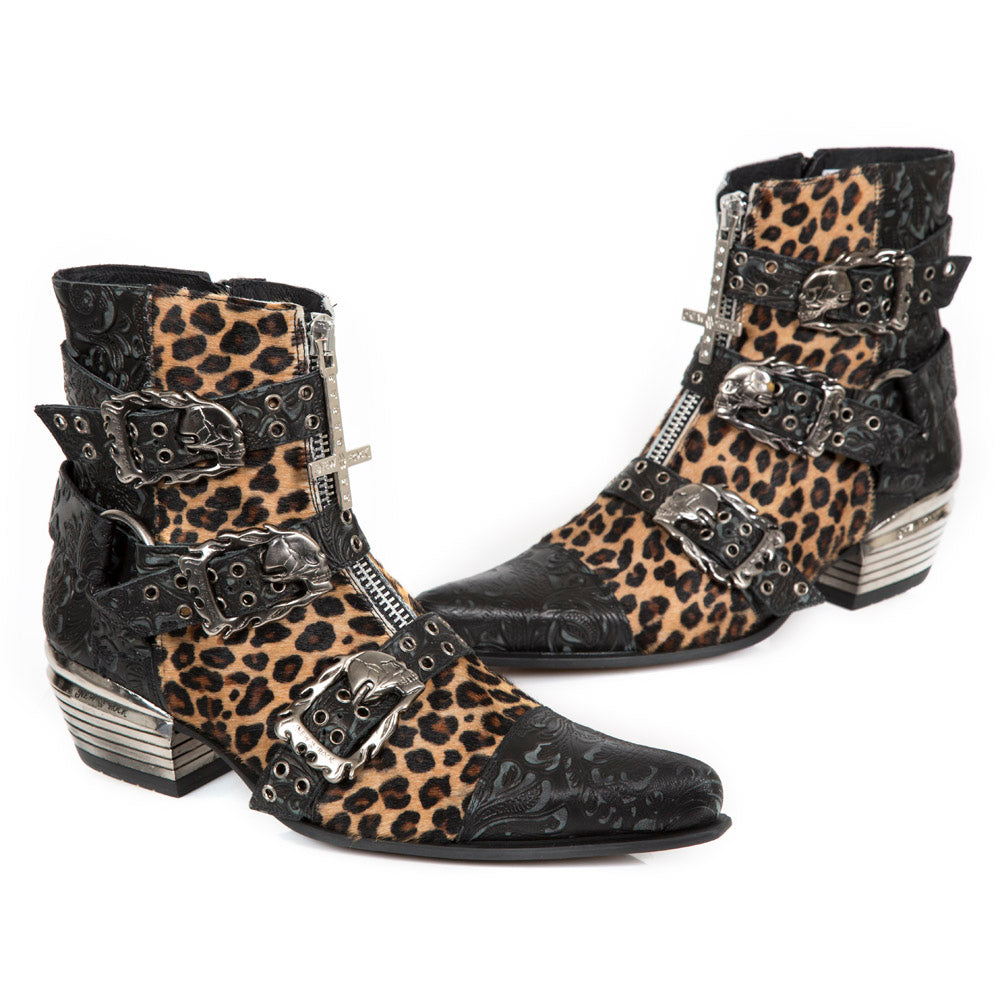M-WST062-C4-Leopard Print new Rock Boots