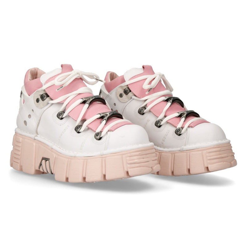 New Rock - Metallic Ankle Boot M-106N-C79 Pink & White