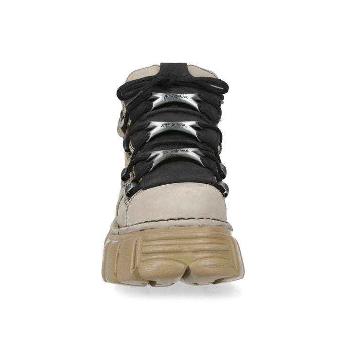 New Rock M-106-C71 Cream Leather Flame Eyelet Platform Shoes
