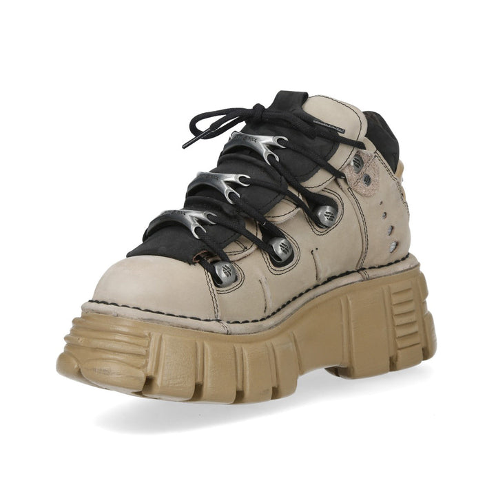 New Rock M-106-C71 Cream Leather Flame Eyelet Platform Shoes