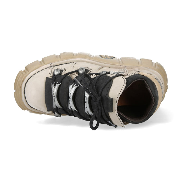 New Rock M-106-C71 Cream Leather Flame Eyelet Platform Shoes