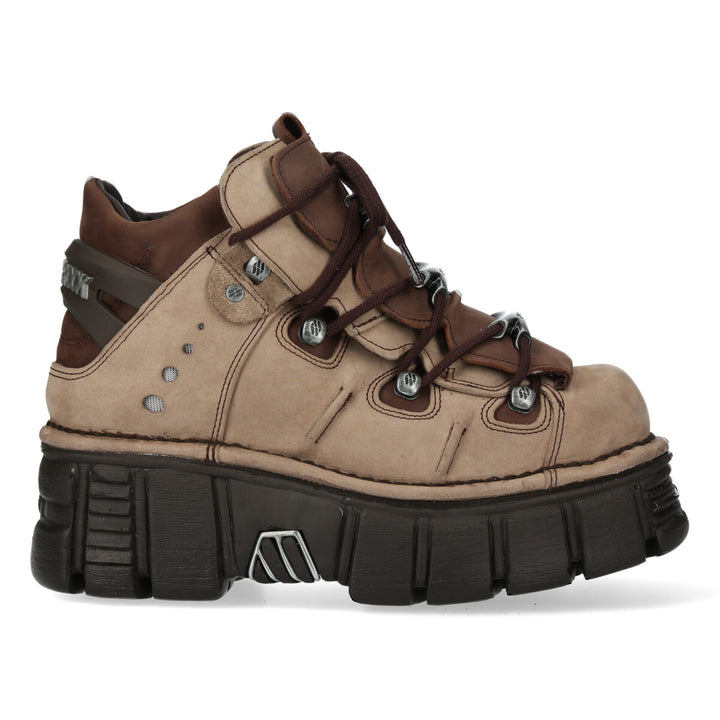 New Rock M-106-S44 Ankle Boots In Nubuck Light And Dark Brown Tones
