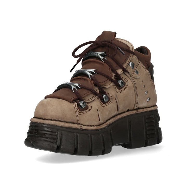 New Rock M-106-S44 Ankle Boots In Nubuck Light And Dark Brown Tones