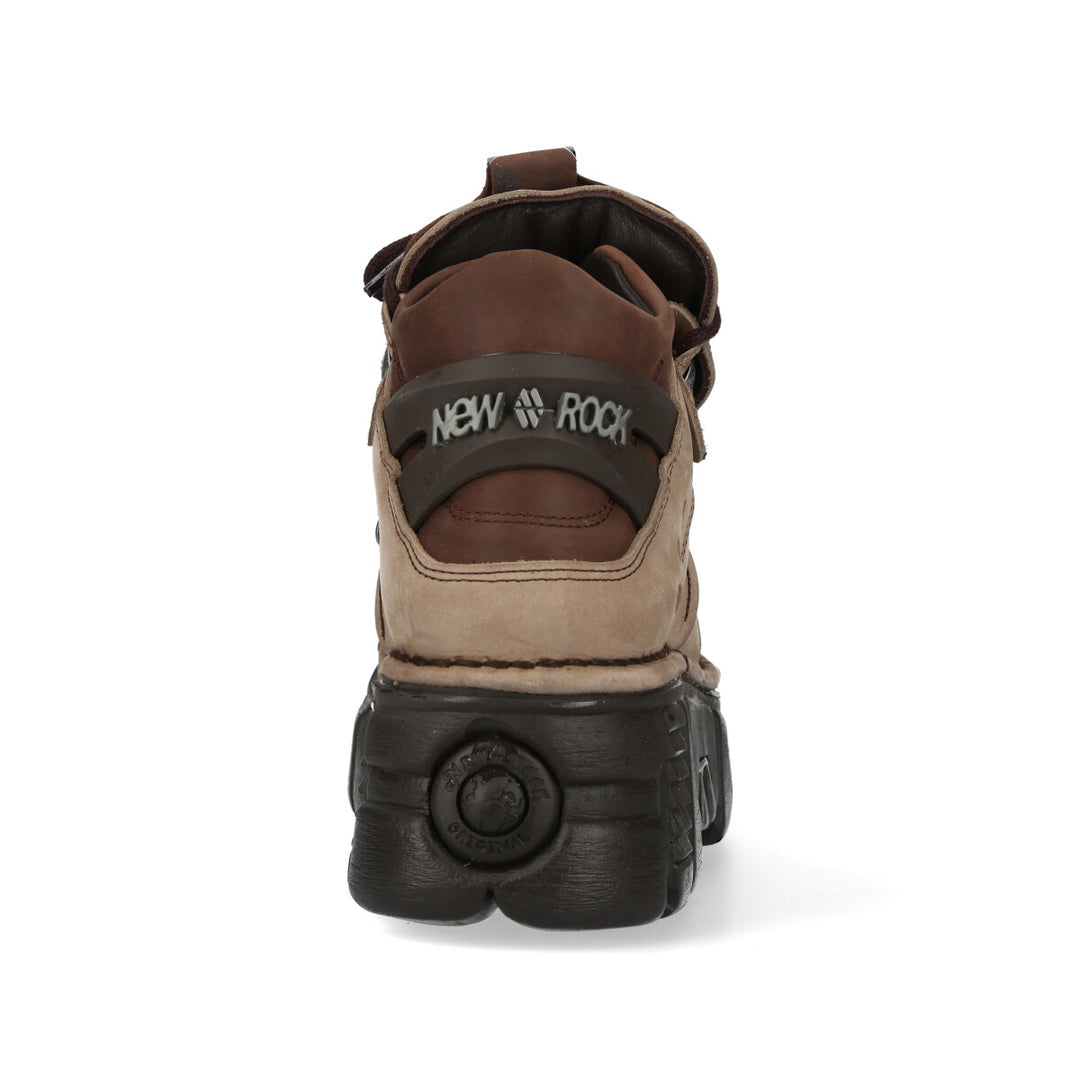 New Rock M-106-S44 Ankle Boots In Nubuck Light And Dark Brown Tones
