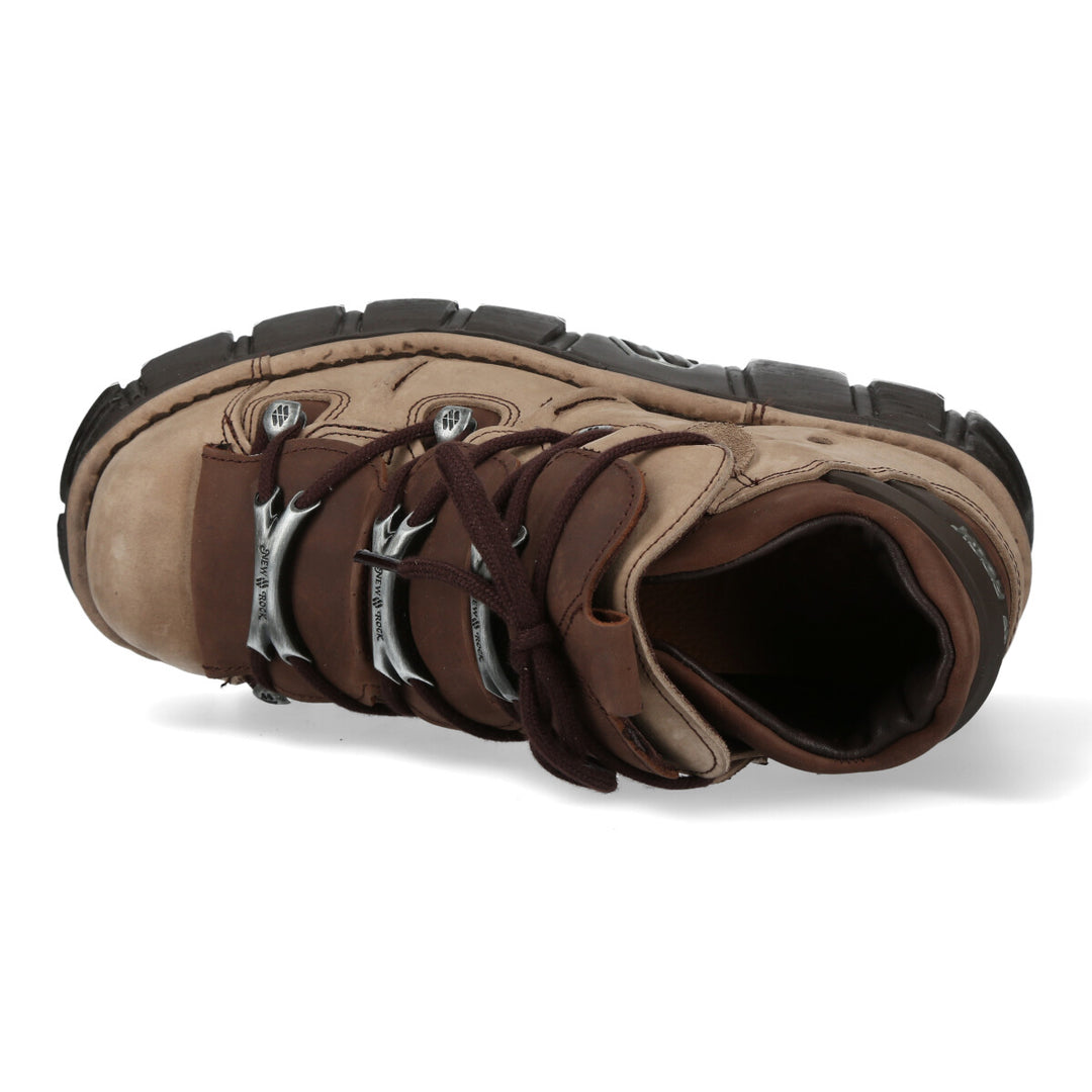 New Rock M-106-S44 Ankle Boots In Nubuck Light And Dark Brown Tones