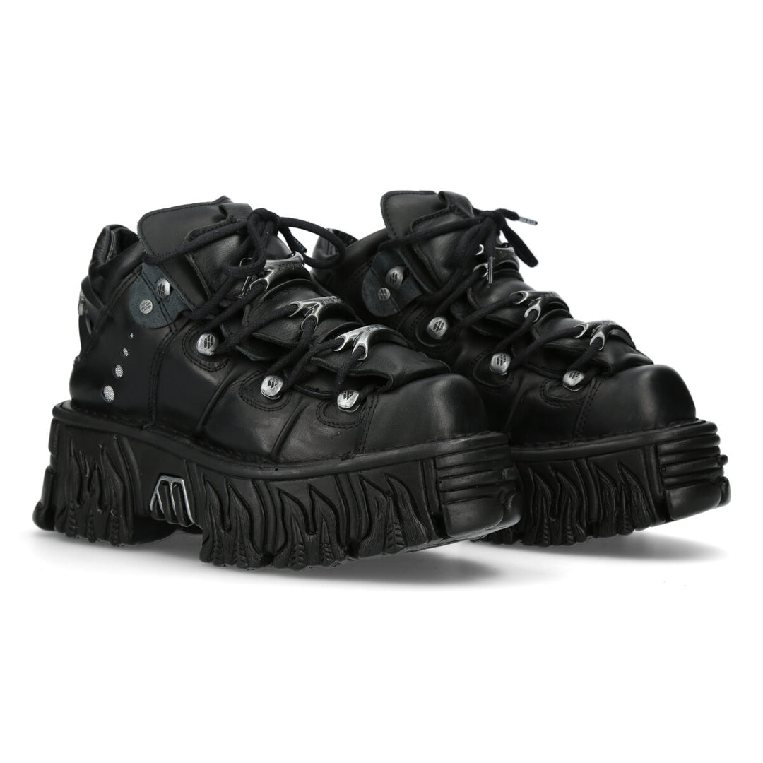New Rocks Weared New Rock M-106-S71 Black Leather Flame Lace Guide Neptuno Sole Shoes ...