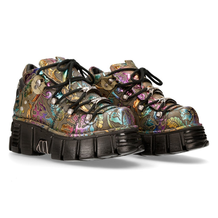 New Rock M-106N-S73 Leather Ankle Boot – Metallic Collection