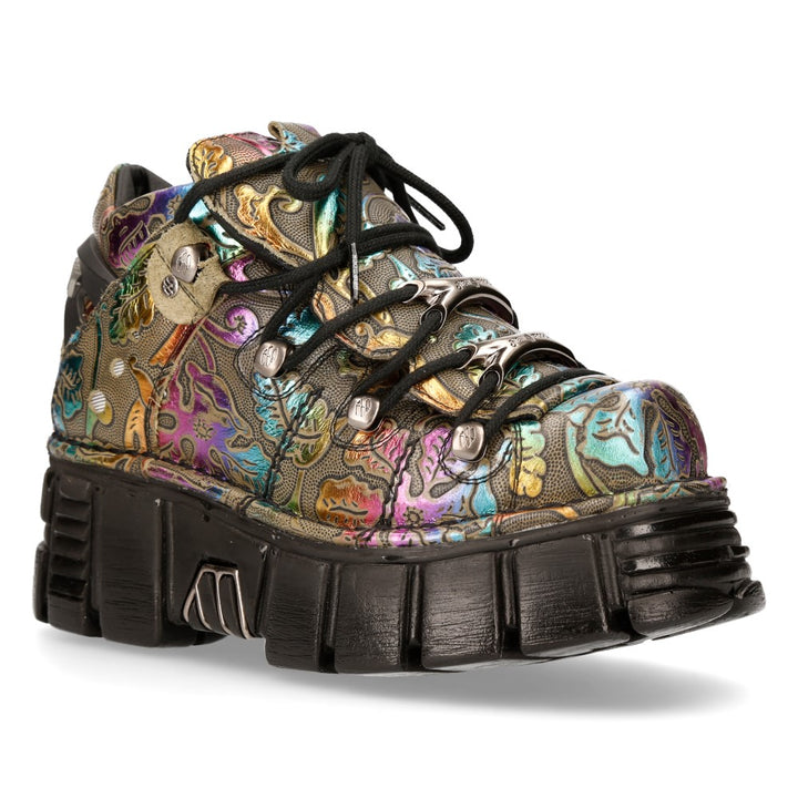 New Rock M-106N-S73 Leather Ankle Boot – Metallic Collection