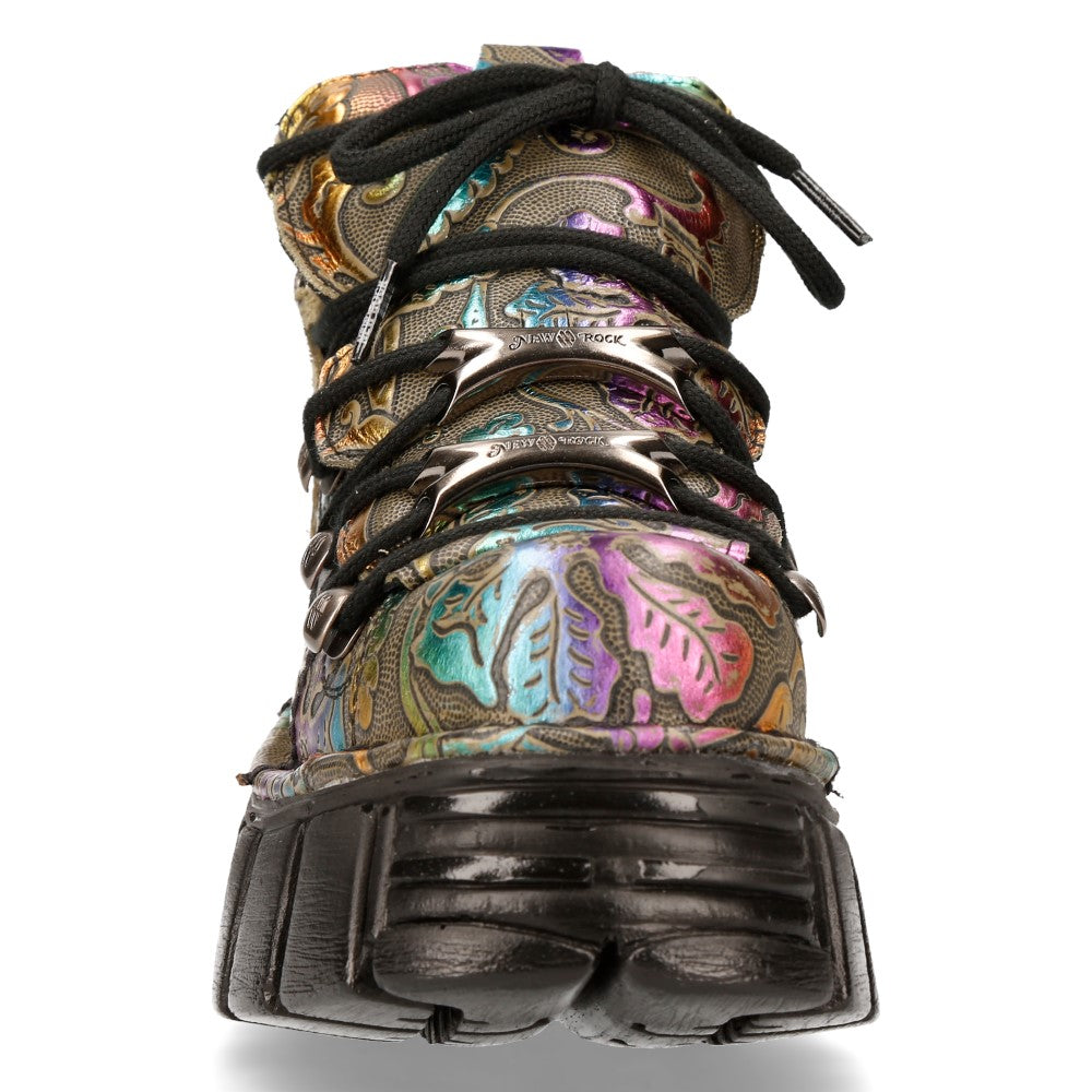 New Rock M-106N-S73 Leather Ankle Boot – Metallic Collection