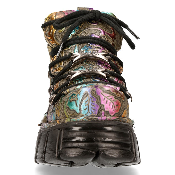 New Rock M-106N-S73 Leather Ankle Boot – Metallic Collection
