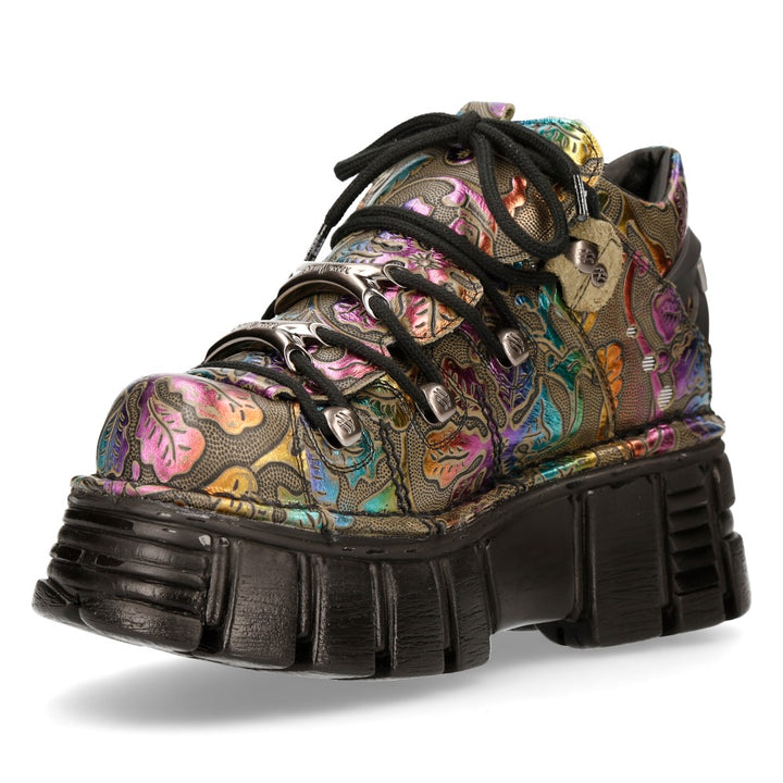 New Rock M-106N-S73 Leather Ankle Boot – Metallic Collection