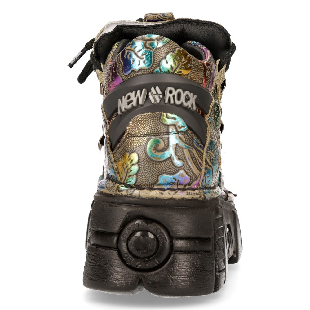 New Rock M-106N-S73 Leather Ankle Boot – Metallic Collection