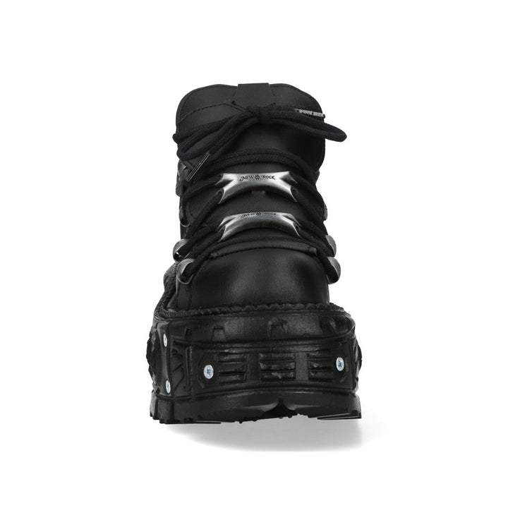 New Rock M-106N-V4 Black Vegan Leather Tank Platform Lace-Up Shoes