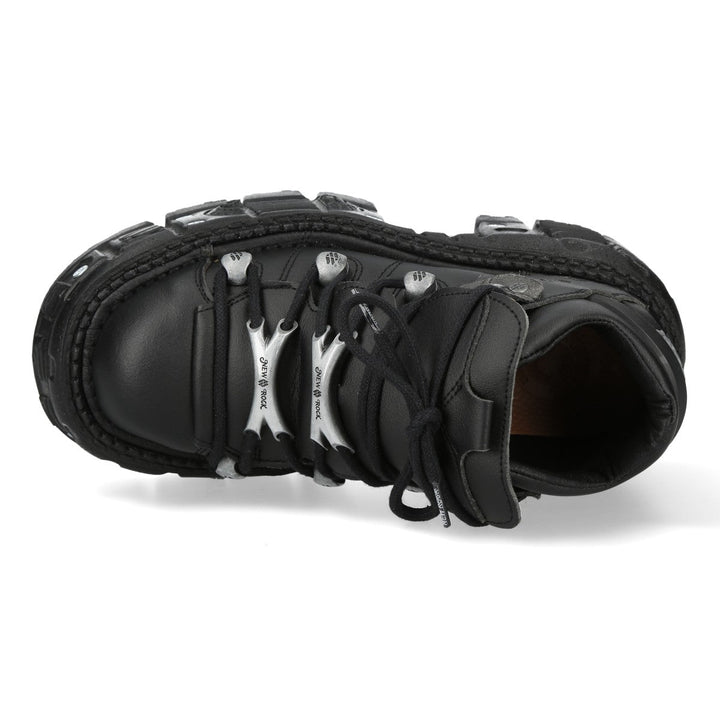 New Rock M-106N-V4 Black Vegan Leather Tank Platform Lace-Up Shoes