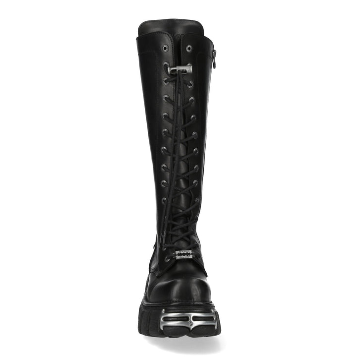 New Rock M-235CCT-C1 Black Leather Knee-High Platform Boots