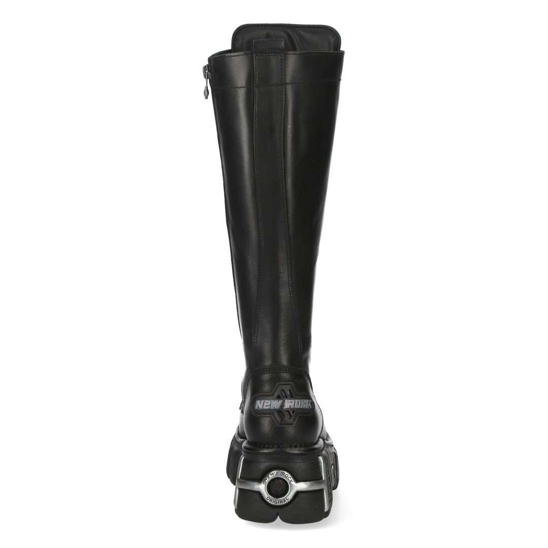 New Rock M-235CCT-C1 Black Leather Knee-High Platform Boots