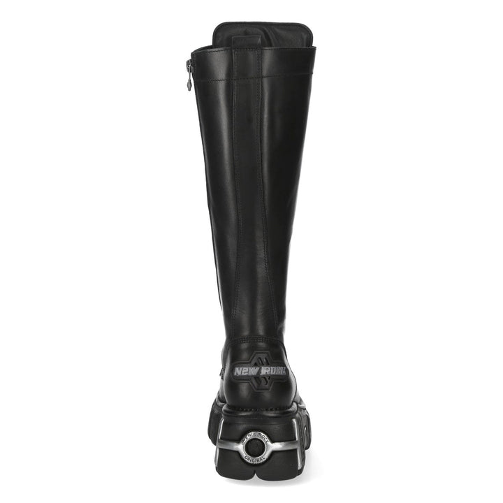 New Rock M-235CCT-C1 Black Leather Knee-High Platform Boots