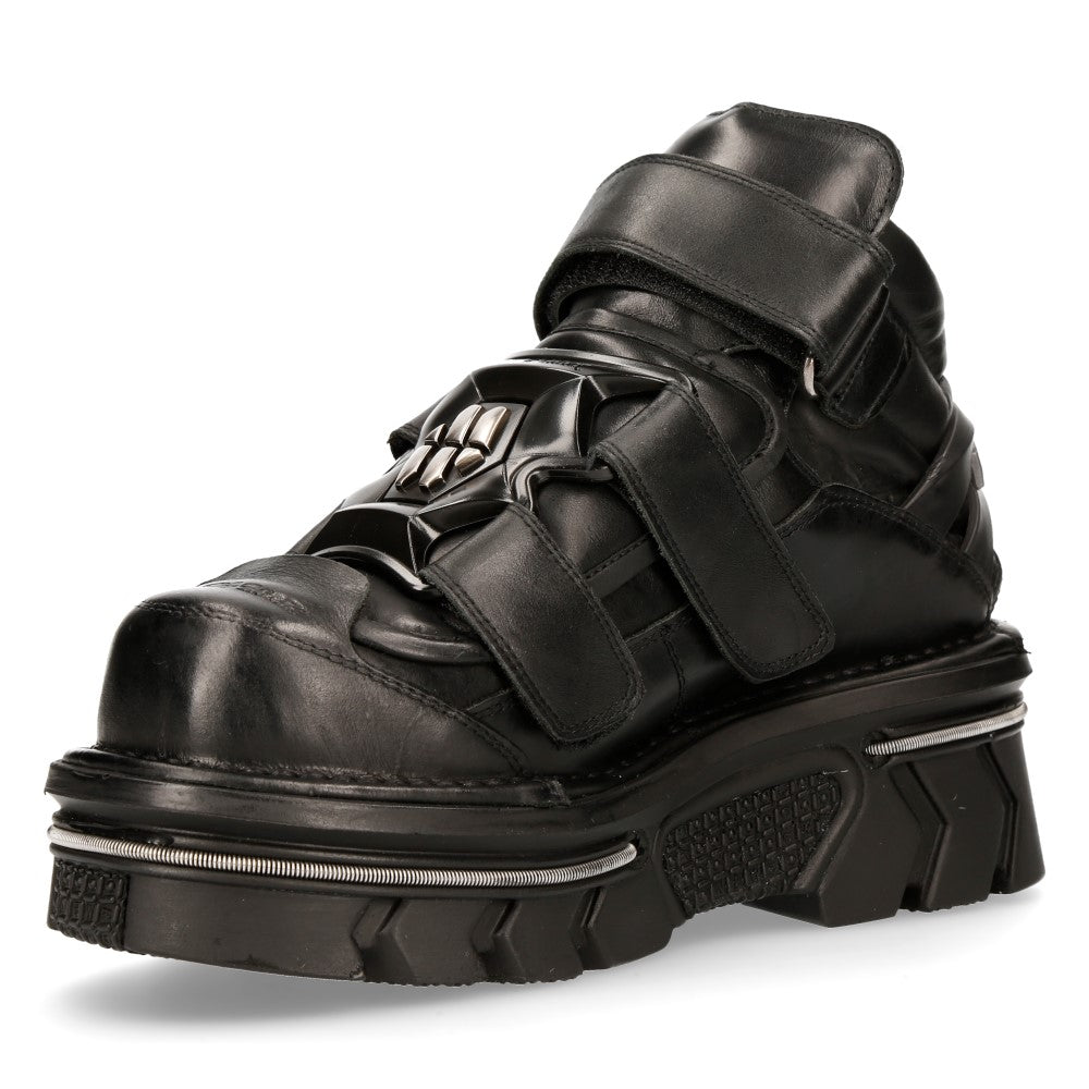 New Rock M-285-C51 Black Leather Star Clasp Platform Shoes – New Rock ...