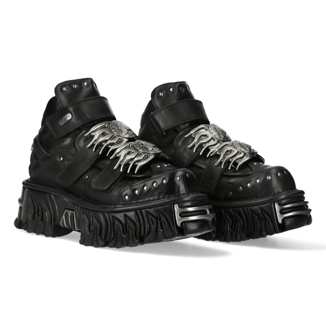 New Rock - All-Black Studded Metal Talon High-Top Sneaker Boot M-285BMR ...