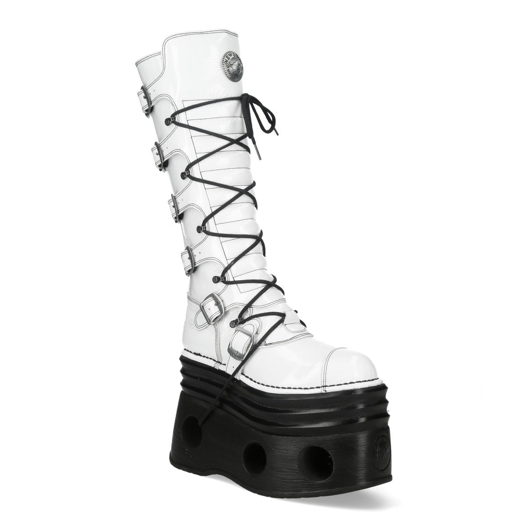 New Rock – Metallic Collection Leather Boot White M‑314‑C12