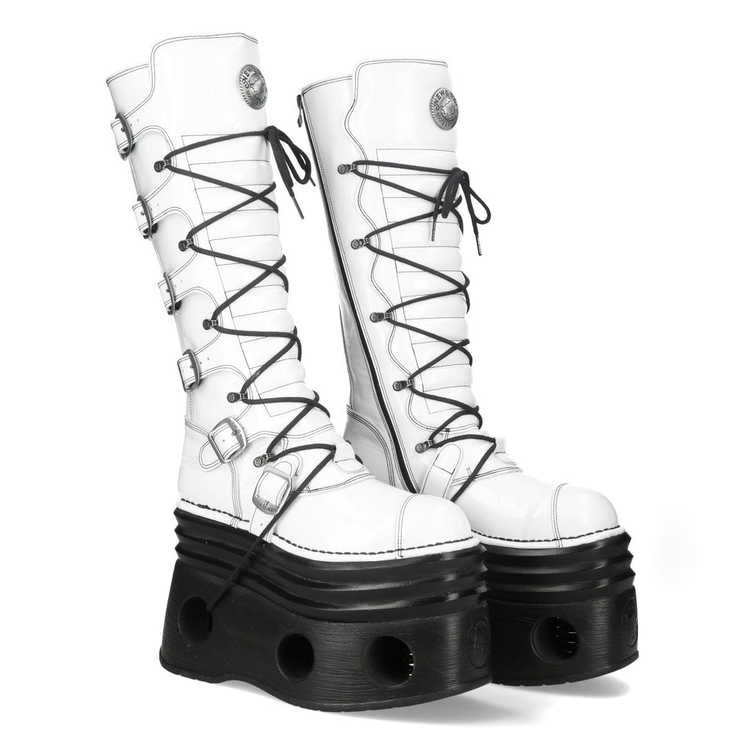 New Rock – Metallic Collection Leather Boot White M‑314‑C12