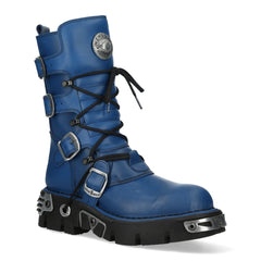 New Rock – Metallic Collection Blue Leather Ankle Boot M-373-C454