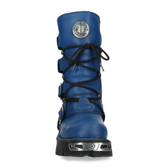 New Rock – Metallic Collection Blue Leather Ankle Boot M-373-C454
