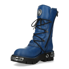 New Rock – Metallic Collection Blue Leather Ankle Boot M-373-C454