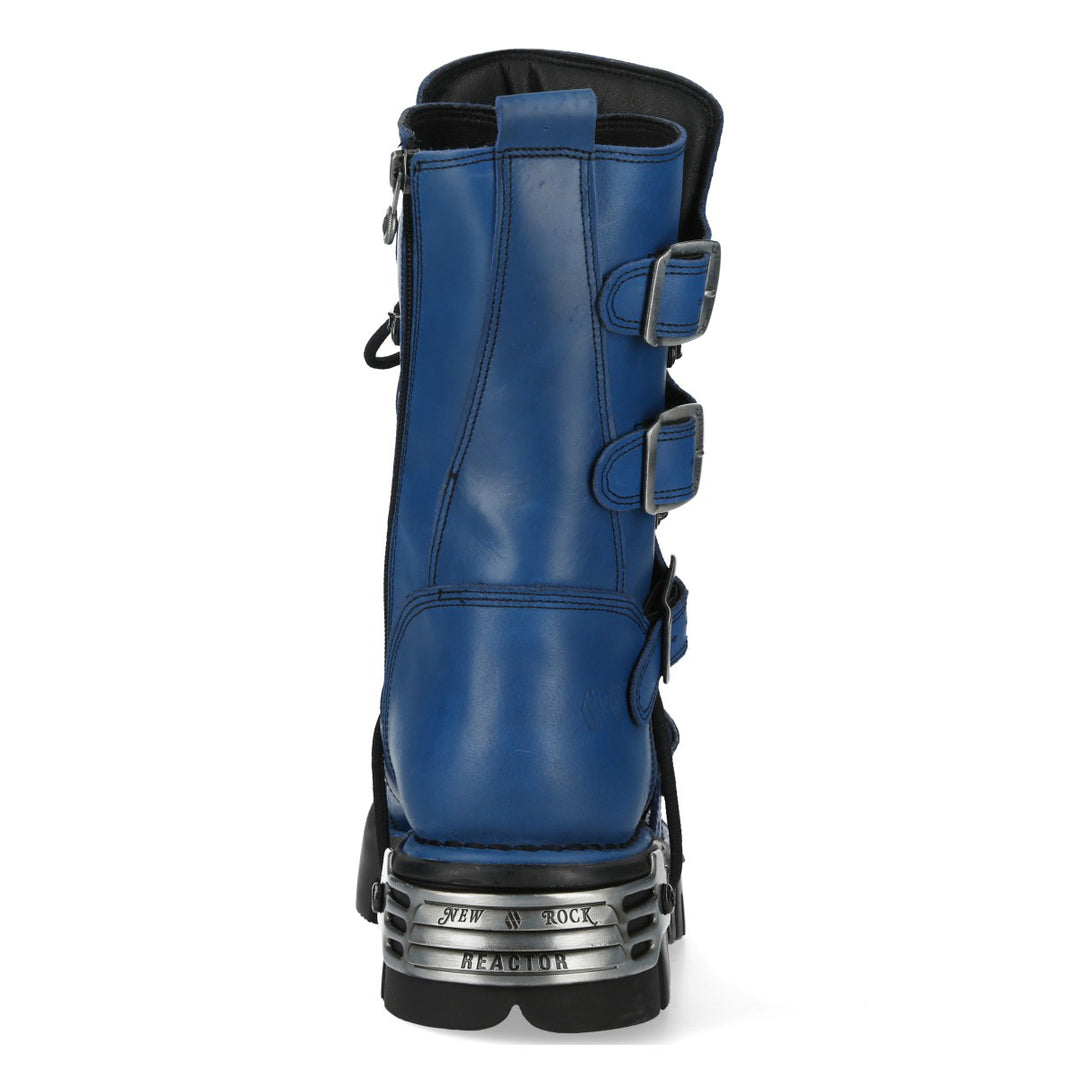New Rock – Metallic Collection Blue Leather Ankle Boot M-373-C454