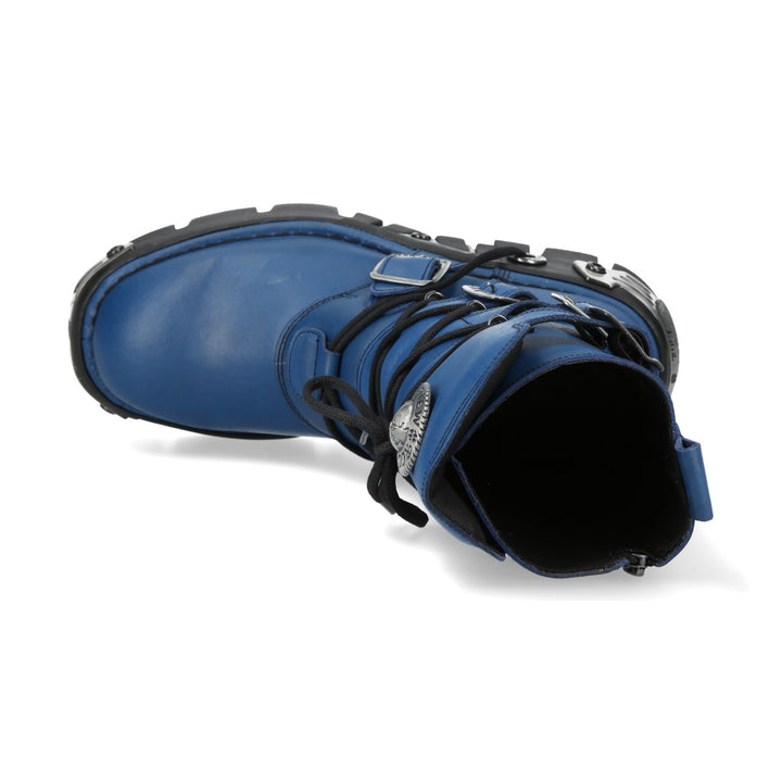 New Rock – Metallic Collection Blue Leather Ankle Boot M-373-C454