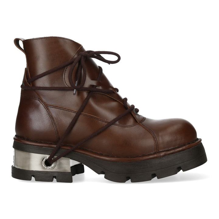 New Rock M-776-C11 Brown Leather Wrap-Lace Ankle Boots