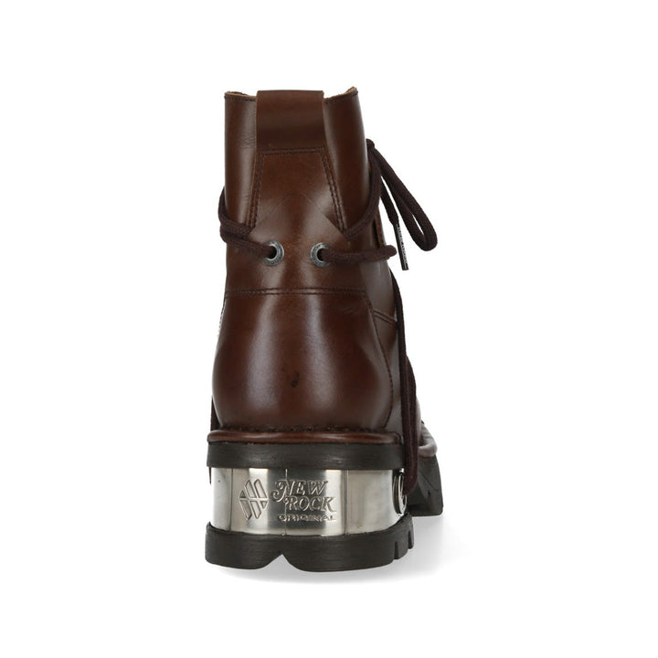 New Rock M-776-C11 Brown Leather Wrap-Lace Ankle Boots