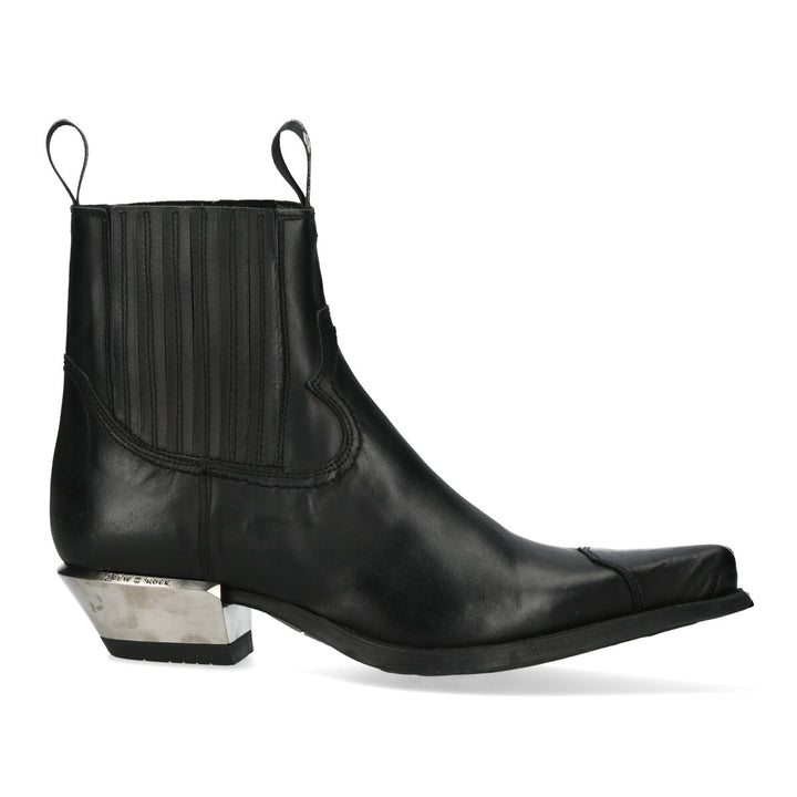 New Rock M-7953PT-C51 Black Leather Pointed Toe Western Chelsea Boots