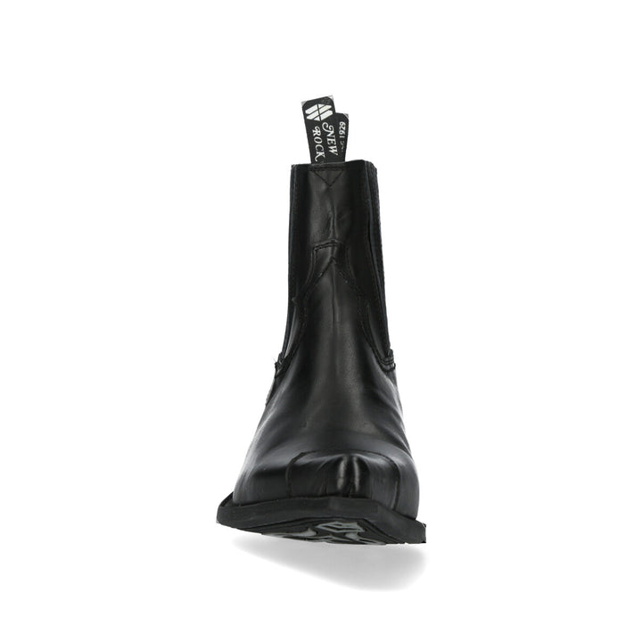 New Rock M-7953PT-C51 Black Leather Pointed Toe Western Chelsea Boots