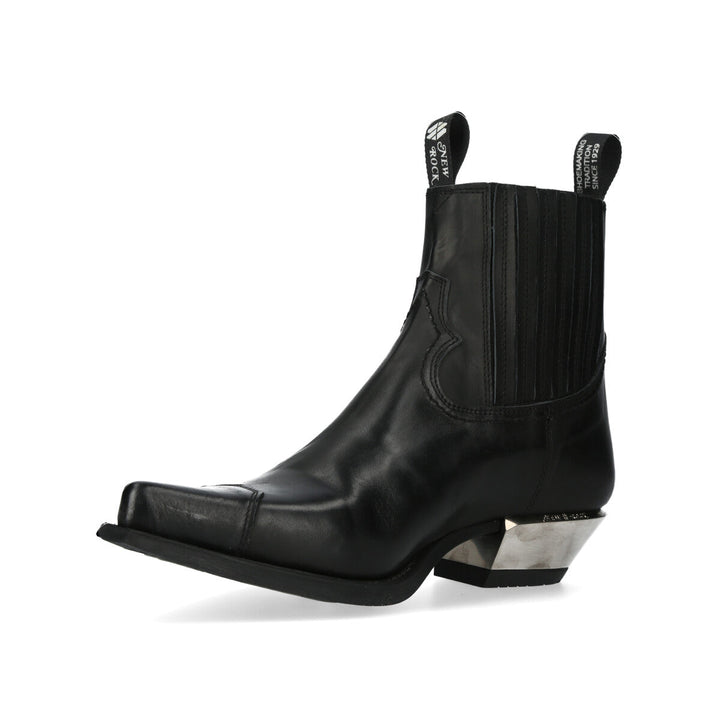 New Rock M-7953PT-C51 Black Leather Pointed Toe Western Chelsea Boots
