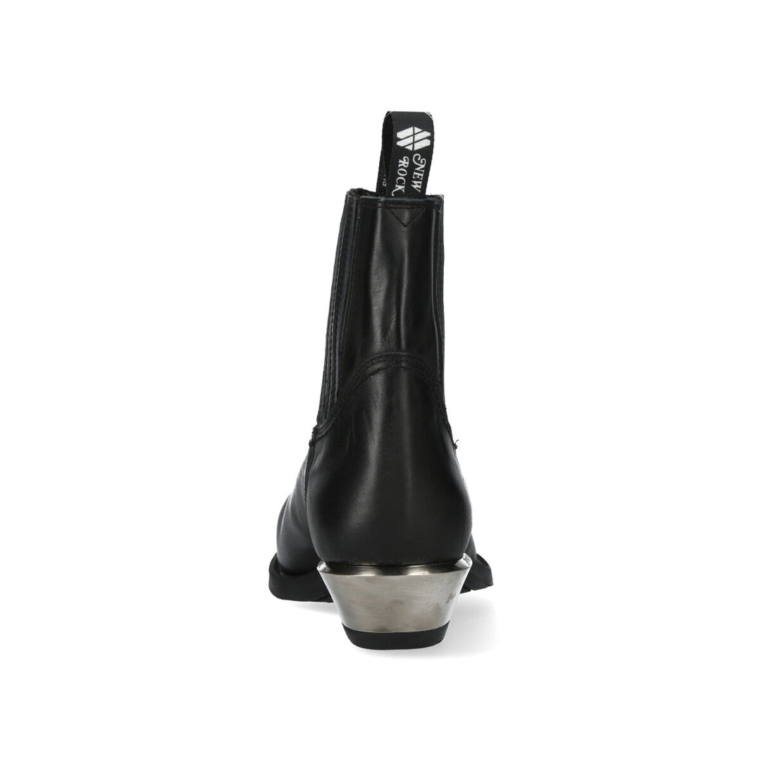 New Rock M-7953PT-C51 Black Leather Pointed Toe Western Chelsea Boots