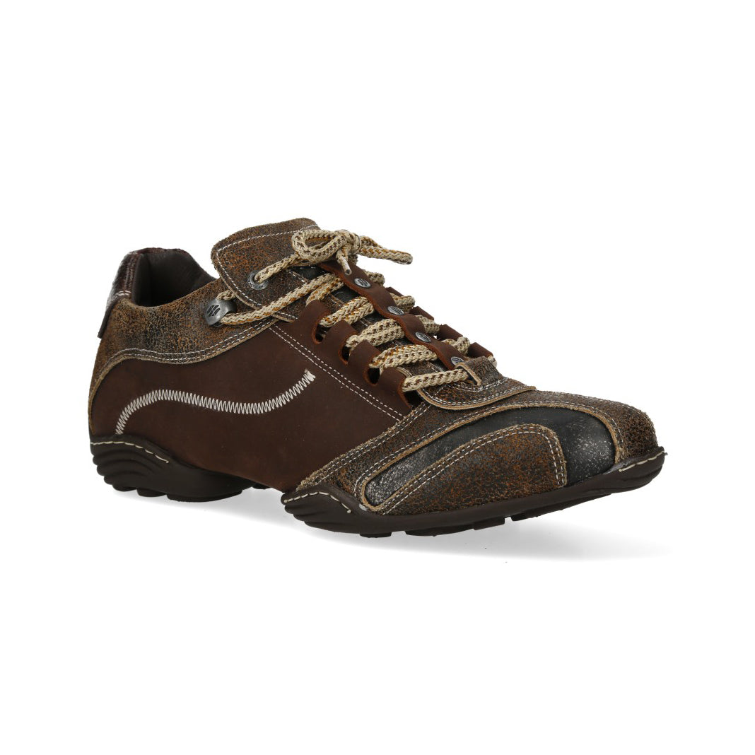 New Rock M-8122S-C10 Brown Distressed Leather Trainers
