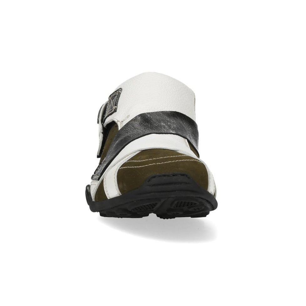 New Rock M-8133-S4 Olive White and Metallic Leather Strap Sneakers