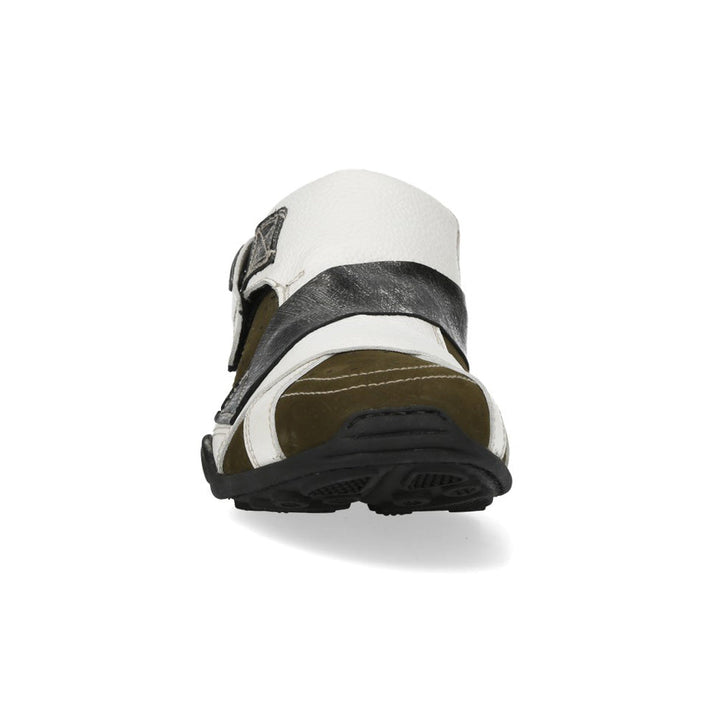 New Rock M-8133-S4 Olive White and Metallic Leather Strap Sneakers