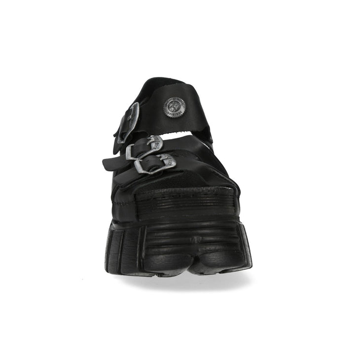 New Rock M-BIOS101-C31 Black Leather Triple Buckle Platform Sandals