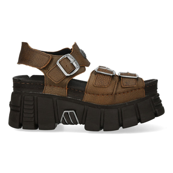 New Rock M-BIOS101-C34 Brown Leather Platform Sandals