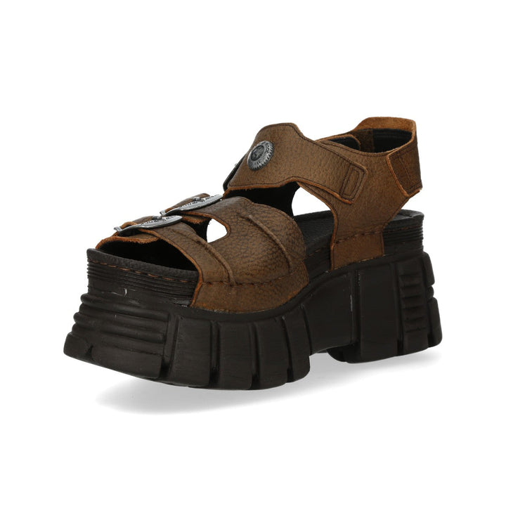 New Rock M-BIOS101-C34 Brown Leather Platform Sandals