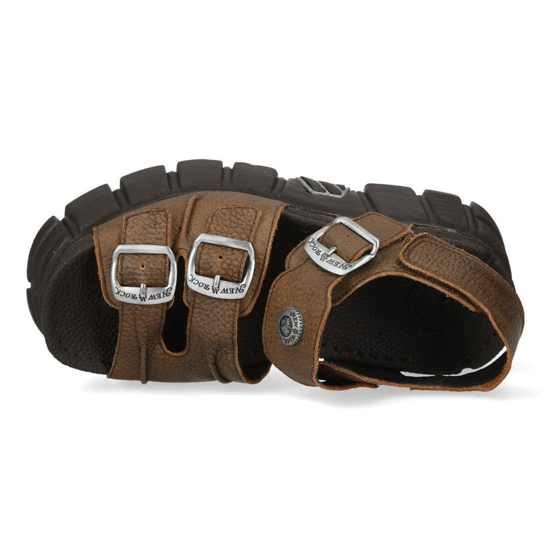New Rock M-BIOS101-C34 Brown Leather Platform Sandals