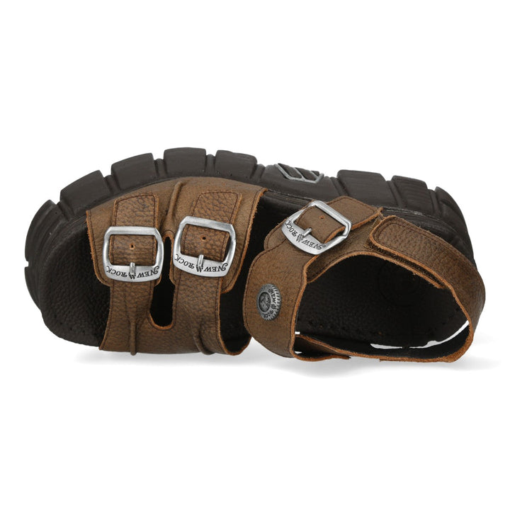 New Rock M-BIOS101-C34 Brown Leather Platform Sandals