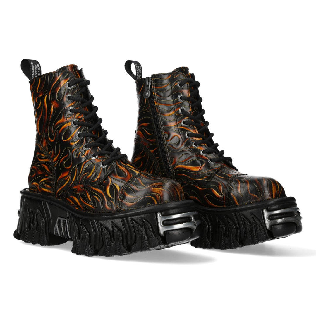 New Rock – Metallic Collection Genuine Leather Military Ankle Boot M‑MILI083C‑C83