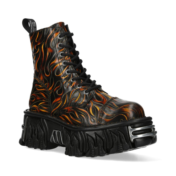 New Rock – Metallic Collection Genuine Leather Military Ankle Boot M‑MILI083C‑C83