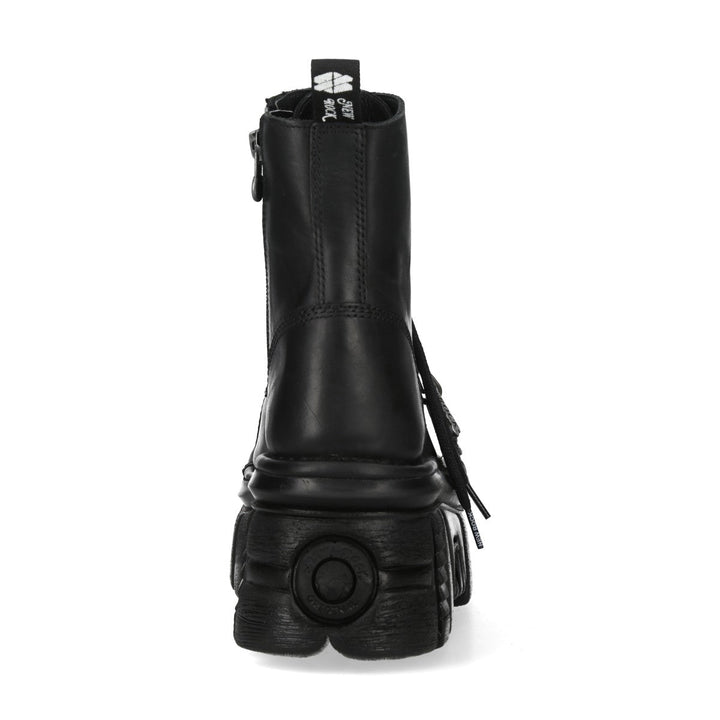 New Rock M-MILI083CCTA-C1 Black Leather Spider Charm Platform Ankle Boots